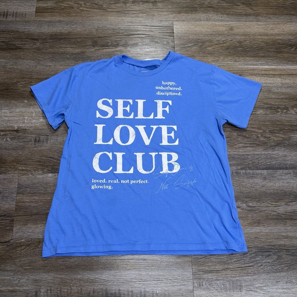 Grayson Threads "Self Love Club" Graphic Shirt Womens Large Carolina Blue